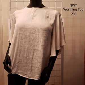 Worthington NWT White Crew Neck High Low Top XS